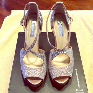 INC Blush/Nude  Bedazzled Platform Pumps